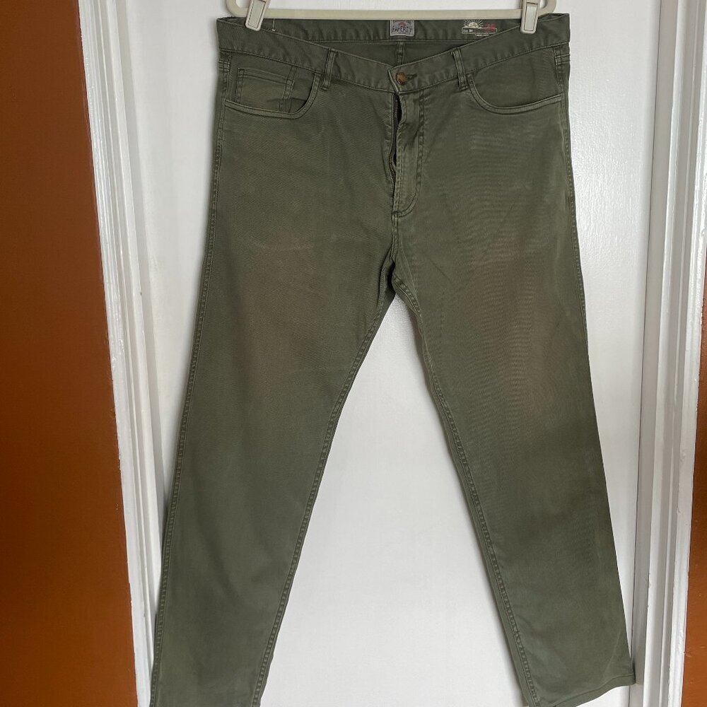 Faherty Cotton Stretch Pants (Men’s 36W x 31L, Green)